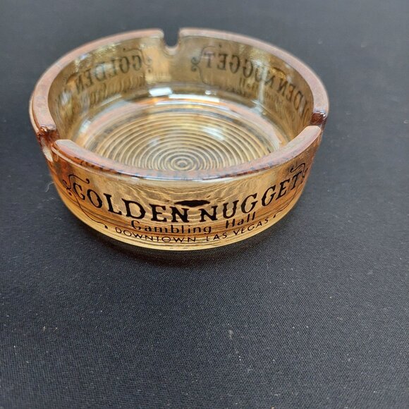 VTG Old Las Vegas Golden Nugget Gambling Hall Ashtray Iridescent Amber Color - Picture 2 of 6